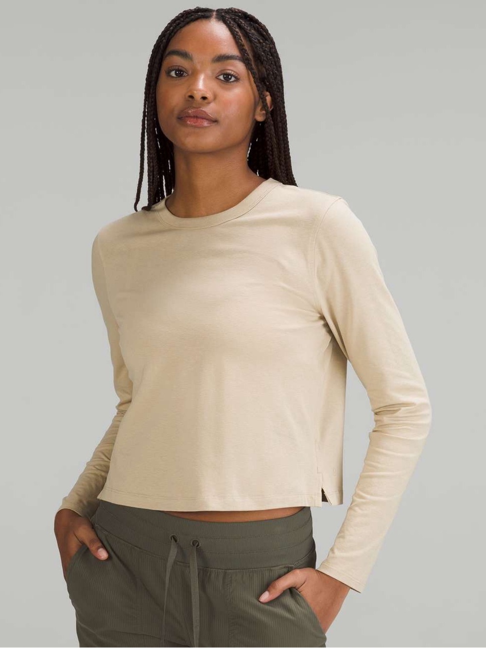 Lululemon Classic-Fit Cotton Blend Long Sleeve Shirt Trench Tan Size 10